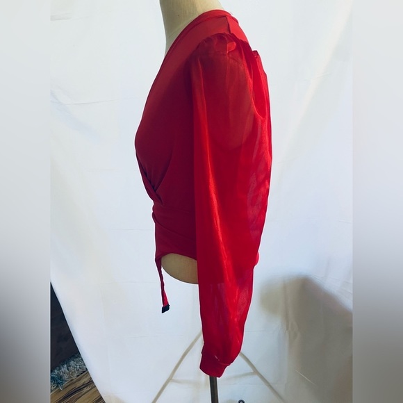 Elegant Red Wrap Top bodysuit women’s size M (6)SHEIN brand - Picture 4 of 7